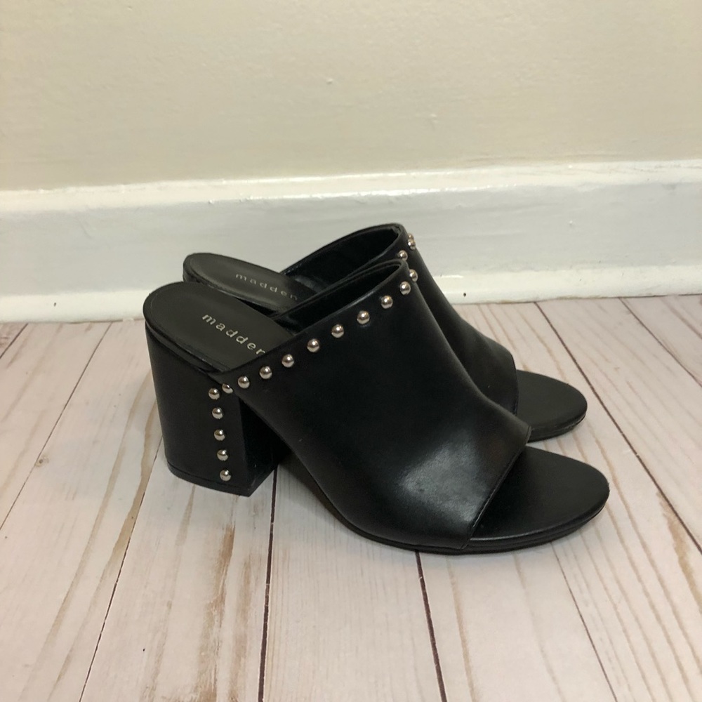 Studded Black Leather Heels
